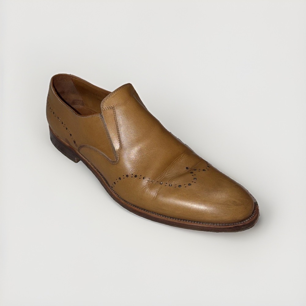 Allen Edmonds Lucca Walnut Leather Brogue Slip On Loafers Mens 11.5 D Italy